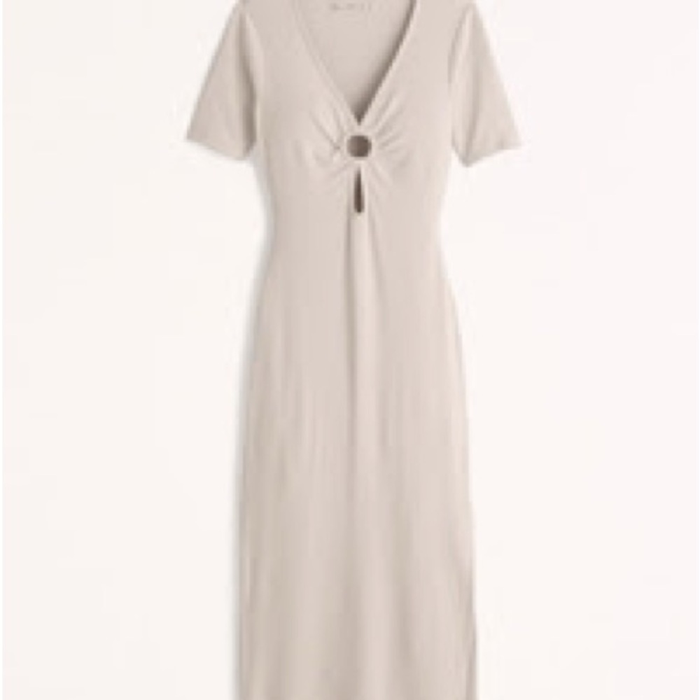 Abercrombie Fitch short sleeve o-ring midi dress Cream XS